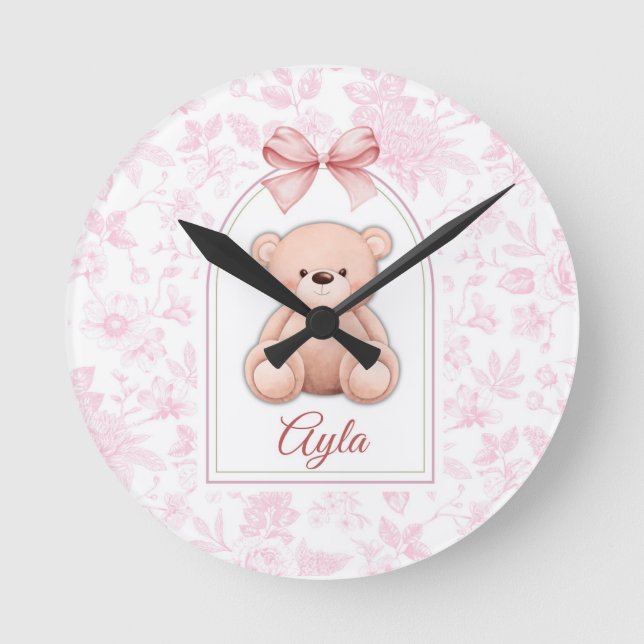 Horloge Ronde Ayla | Conception personnalisée d'ours en peluche  (Recto)