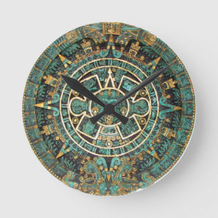 Horloge Ronde Aztec Calendar Wall Clock