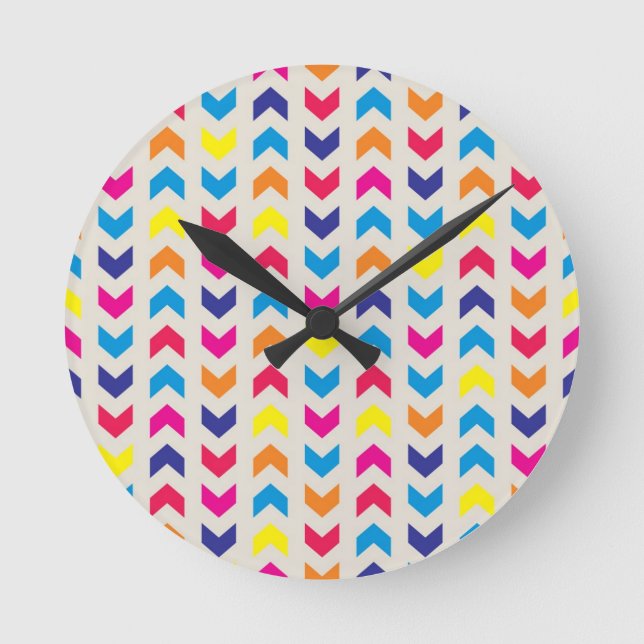Horloge Ronde Aztec Chevron coloré (Recto)