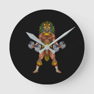 Horloge Ronde Aztec Warrior Weightlifting