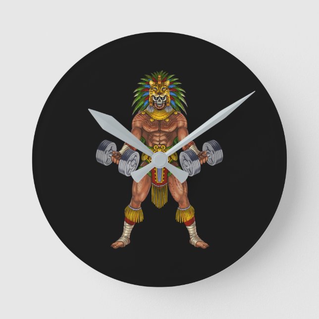 Horloge Ronde Aztec Warrior Weightlifting (Recto)