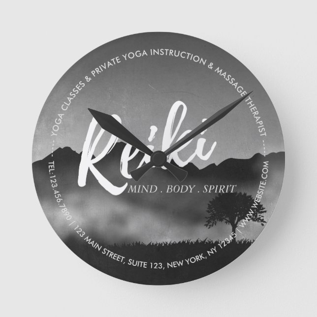 Horloge Ronde B&W Natural Reiki Master Yoga moniteur de médiatio (Recto)