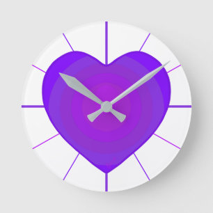 Horloge Ronde B&W Purple Hearts Beating