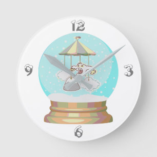 Horloge Ronde Baby boy hiver neige yeti neige globe