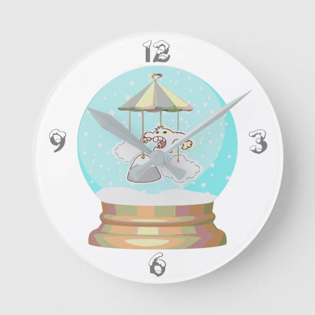 Horloge Ronde Baby boy hiver neige yeti neige globe (Recto)