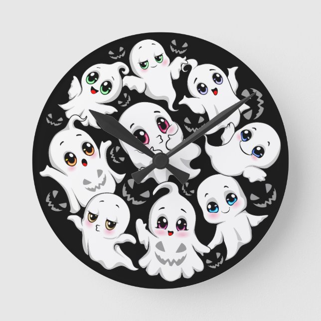 Horloge Ronde Baby Ghosts Éffrayant mignon Halloween humeur (Recto)