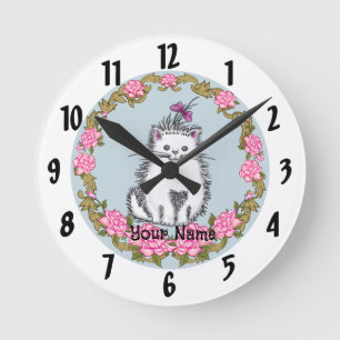 Horloge Ronde Baby Kitten Cat Clock