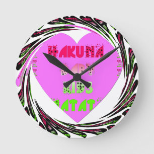 Horloge Ronde Baby Pink Hearts Hakuna Matata Baby Kids Design.p