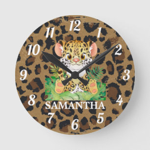 Horloge Ronde Baby shower Animaux sauvages