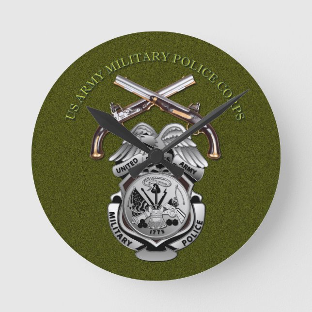 Horloge Ronde Badge MP et pistolets traversés (Recto)