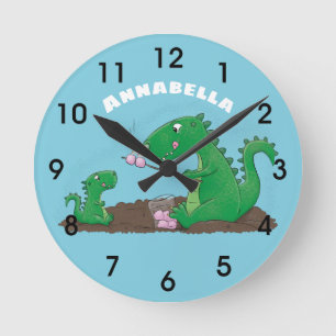 Horloge Ronde Baguettes mignonnes grillant des marshmallows dess
