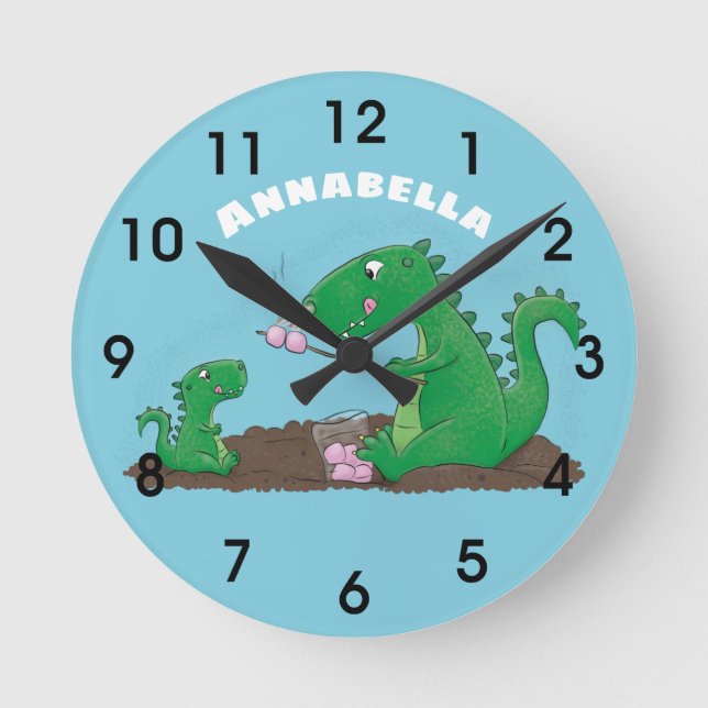 Horloge Ronde Baguettes mignonnes grillant des marshmallows dess (Recto)
