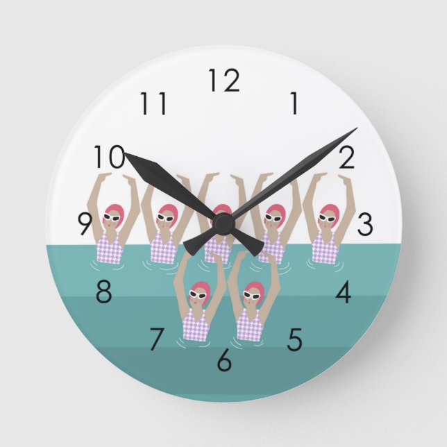 Horloge Ronde Baigneurs artistiques | Synchro nage Design Art (Recto)
