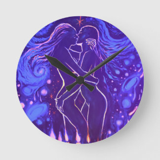 Horloge Ronde Baiser lesbienne passionnée 