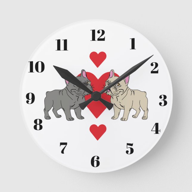 Horloge Ronde Baisers français Frenchies (Recto)