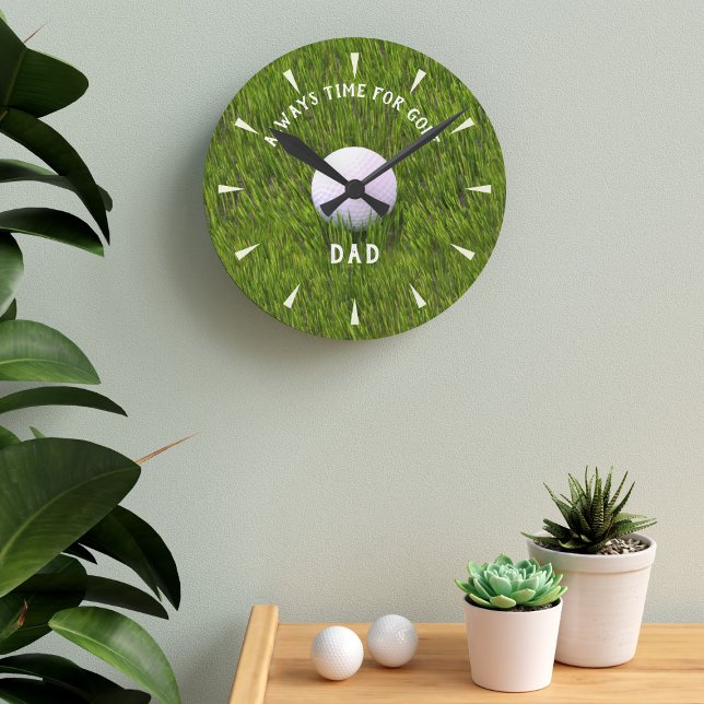 Horloge Ronde Bal de golf vert dans le Rough Golfer Papa (Great gift for golfers that would rather be playing golf and for dads that like to watch clocks.)