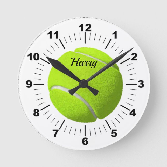 Horloge Ronde Bal de tennis vert modifiable (Recto)