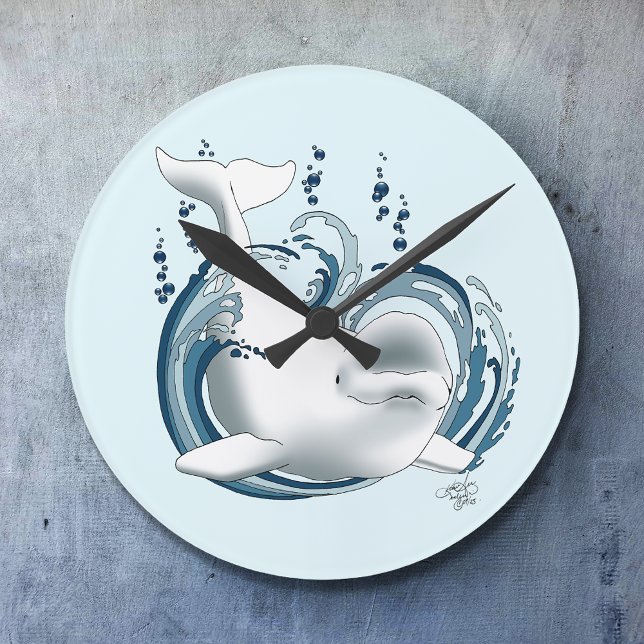 Horloge Ronde Baleine Béluga Bleue (Créateur téléchargé)