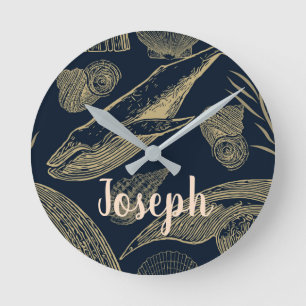 Horloge Ronde Baleine Bleue Nautique Vintage