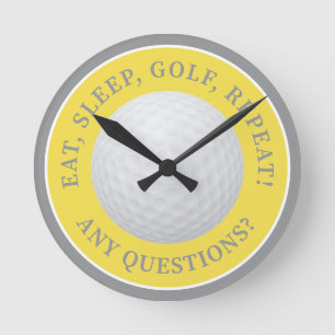 Horloge Ronde Balle de golf Sports Citation de golf moderne Jaun