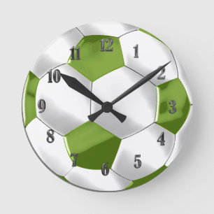 Horloge Ronde Balle de soccer verte et blanche