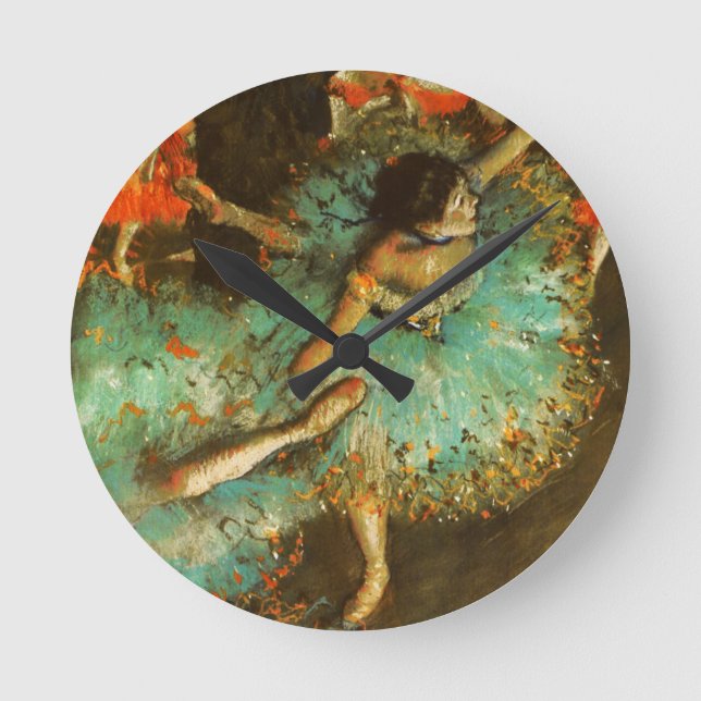 Horloge Ronde Ballerina Dance Green Dancer Edger Degas Peinture (Recto)