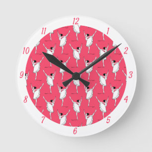 Horloge Ronde Ballerine Ballet Dancer Pink & White