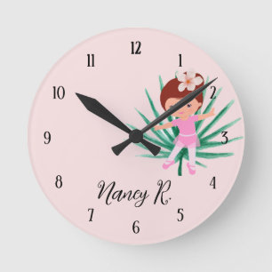 Horloge Ronde Ballerine Danse Tropicale