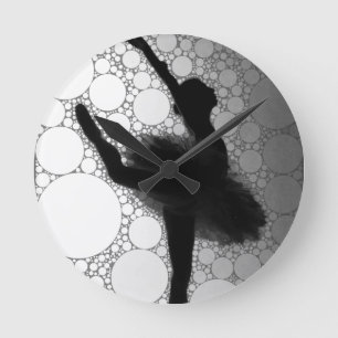 Horloge Ronde Ballet Black Blanc Danse Ballerina