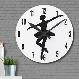 Horloge Ronde Ballet simple Ballerina noir blanc
