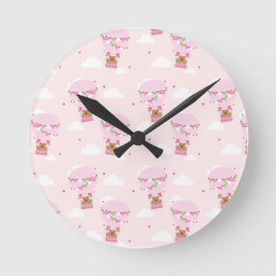 Horloge Ronde Ballon à Air Chaud de Capybara Mignon