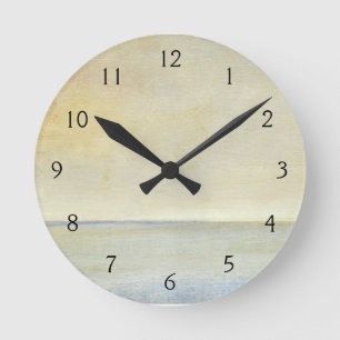 Horloge Ronde Balnéaire avec coucher de soleil Orange