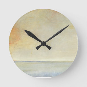 Horloge Ronde Balnéaire avec coucher de soleil Orange