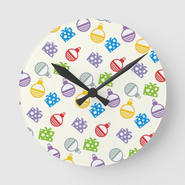 Horloge Ronde Bals de Noël mignons et cadeaux motif (Recto)