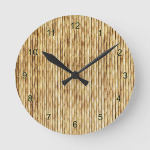 HORLOGE RONDE BAMBOU BEIGE LÉGER