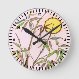 Horloge Ronde Bambou ensoleillé