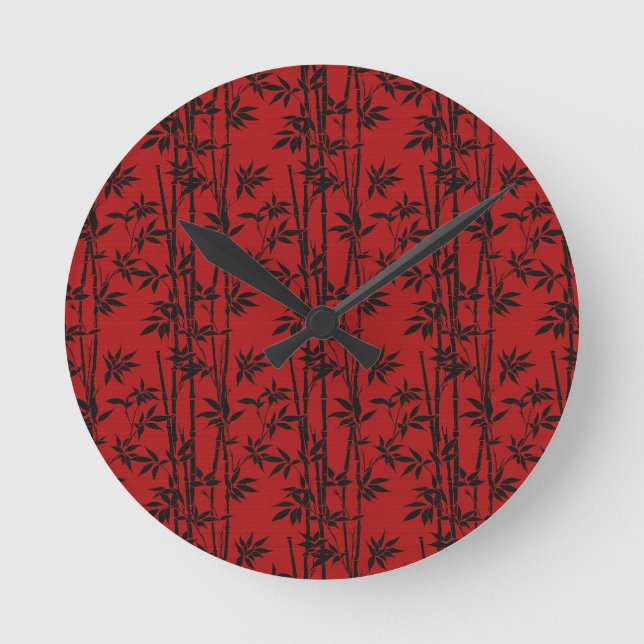 Horloge Ronde Bambou rouge et noir (Recto)