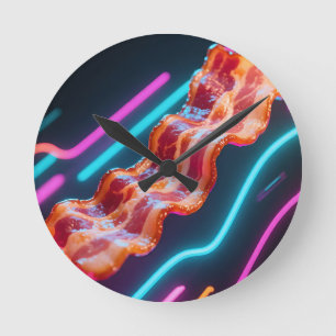 Horloge Ronde Bande de bacon cybernéon