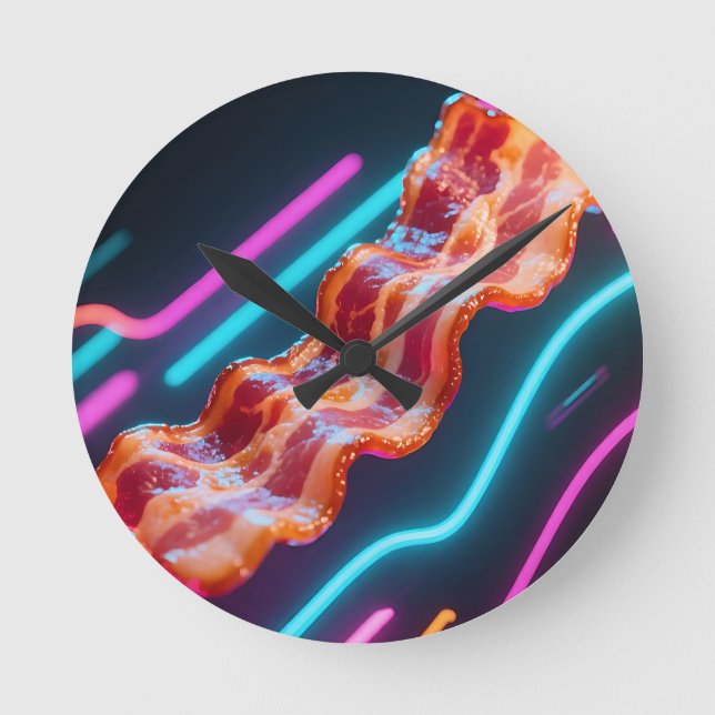Horloge Ronde Bande de bacon cybernéon (Recto)