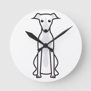 Horloge Ronde Bande dessinée de chien de whippet