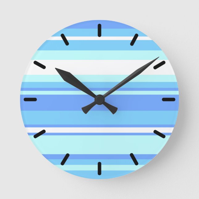 Horloge Ronde Bandes bleu ciel (Recto)