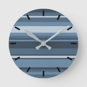 Horloge Ronde Bandes bleu gris