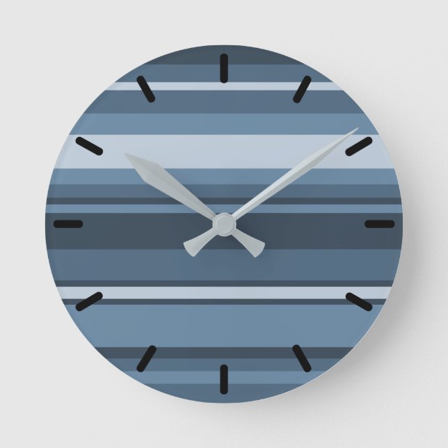 Horloge Ronde Bandes bleu gris (Recto)