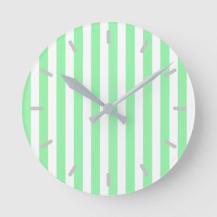 Horloge Ronde Bandes de bonbons vert clair