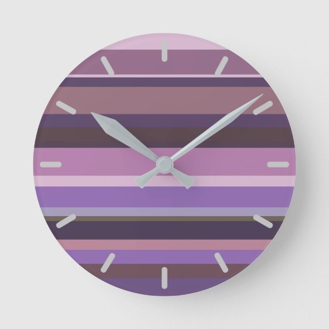 Horloge Ronde Bandes horizontales mauves (Recto)
