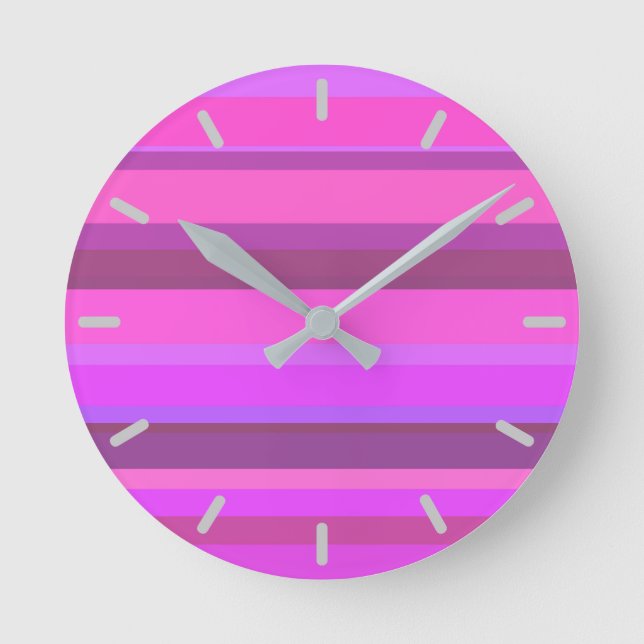 Horloge Ronde Bandes horizontales roses (Recto)