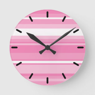 Horloge Ronde Bandes roses