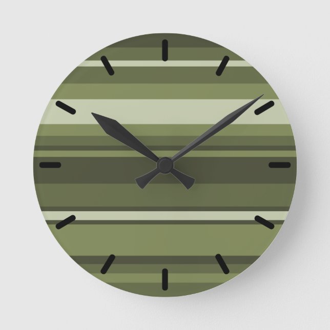 Horloge Ronde Bandes vert olive (Recto)