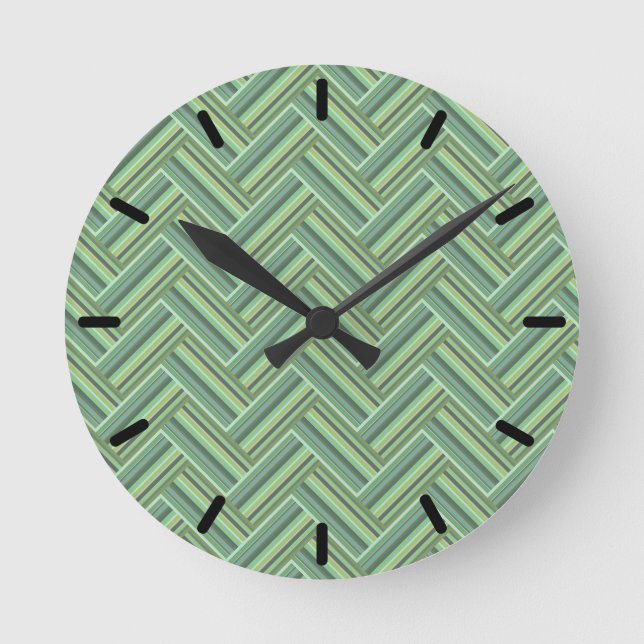 Horloge Ronde Bandes vert olive double tissage (Recto)