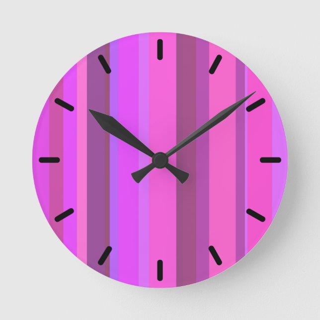 Horloge Ronde Bandes verticales roses (Recto)